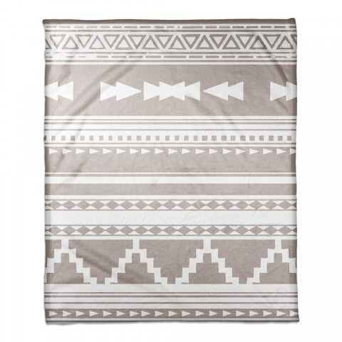 Beige Southwestern Style Coral Fleece Blanket