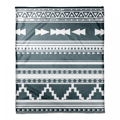 Blue Southwestern Style Pattern Coral Fleece Blanket