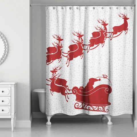 Santa's Sleigh 71x74 Shower Curtain