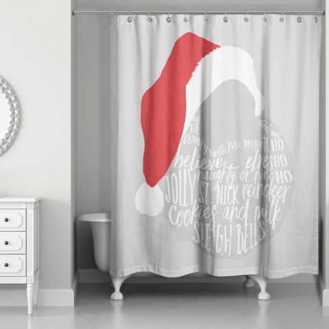 Santa's Christmas Word Beard 71x74 Shower Curtain
