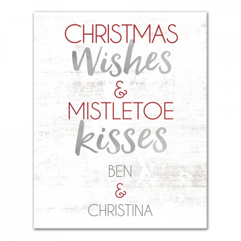 Christmas Wishes and Kisses 16x20 Personalized Canvas Wall Art