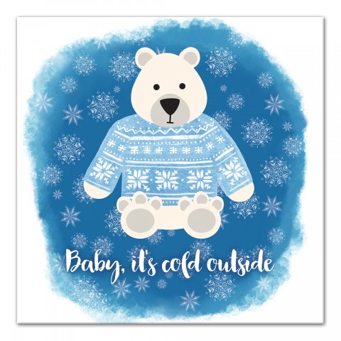 Cold Polar Bear 16x16 Canvas Wall Art