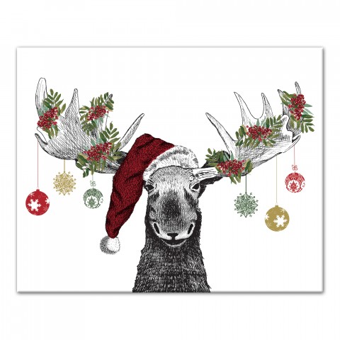 Christmas Moose 16x20 Canvas Wall Art