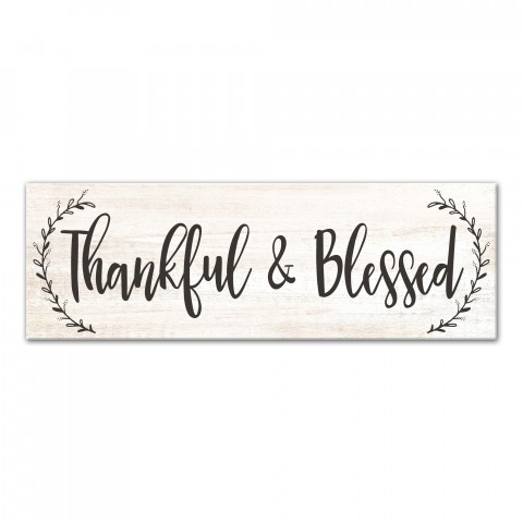 Thankful & Blessed 12x36 Canvas Wall Art