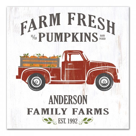 Farm Fresh Pumpkins 16x16 Personalized Canvas Wall Art