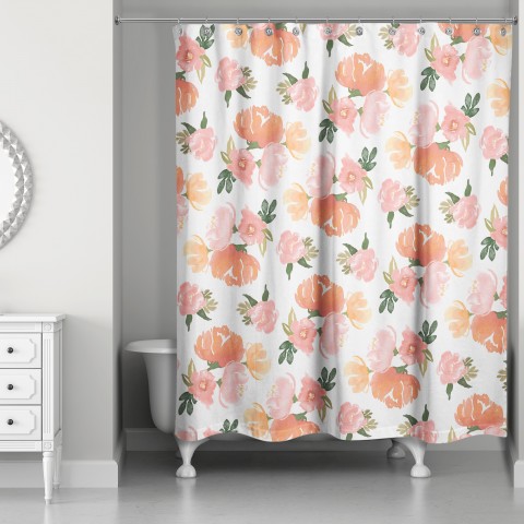 Summer Watercolor Florals 71x74 Shower Curtain