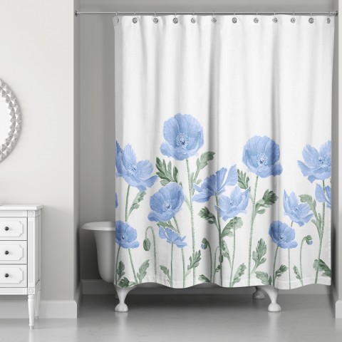 Blue Wildflower Field 71x74 Shower Curtain