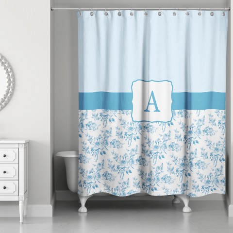 Blue Antique Rose 71x74 Personalized Shower Curtain