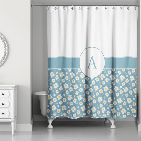 White Daisies 71x74 Personalized Shower Curtain