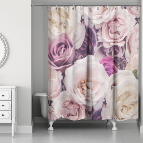 Romantic Blooms 71x74 Shower Curtain