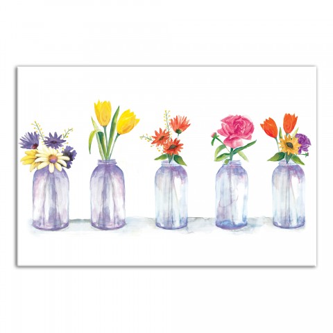 Designs Direct Creative Group Painted Flowers in Glass Jars Print Wall Art