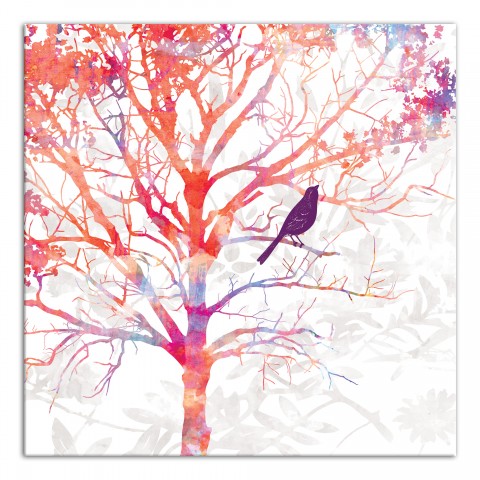 Designs Direct Creative Group Watercolor Bird in Red Tree Wall Art