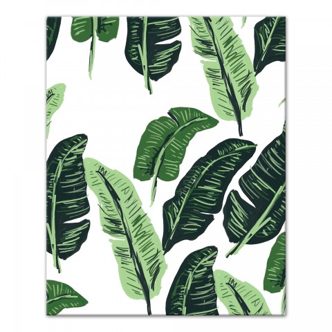 Green Tropical Palm Leaves on White Wall Art