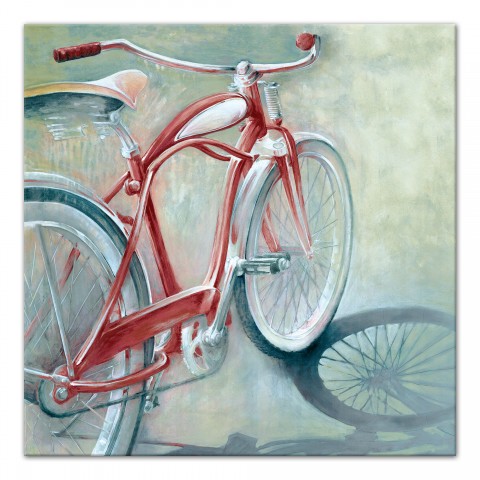 Red Bicycle Painting Wall Art