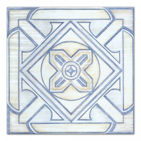 Blue and White Watercolor Tile Wall Art