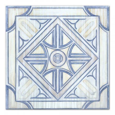 Blue and White Watercolor Tile Wall Art