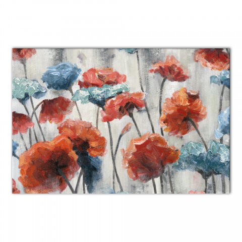 Designs Direct Creative Group Blue and Red Flowers on Gray Wall Art