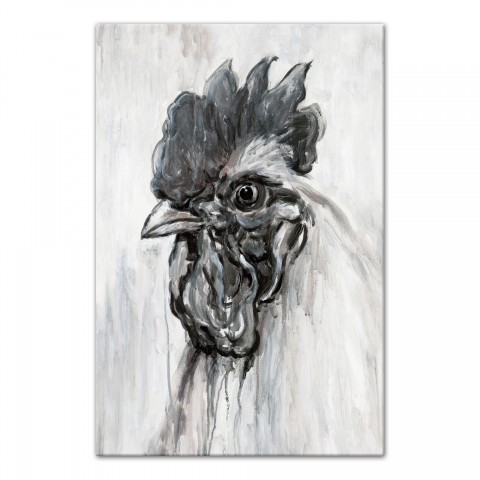 Designs Direct Creative Group Inky Rooster Black and White Wall Art