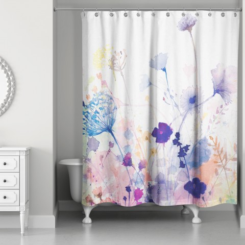 Watercolor Botanicals 71x74 Shower Curtain
