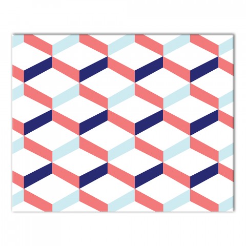 Navy & Coral Geometric Boxes 8x10 Canvas Wall Art