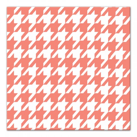 Coral Houndstooth  12x12 Canvas Wall Art