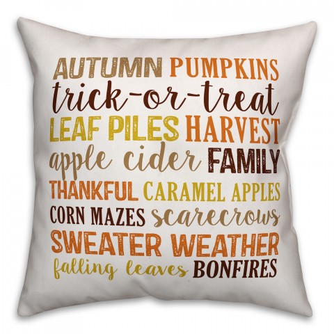 Fall Things 18x18 Spun Poly Pillow