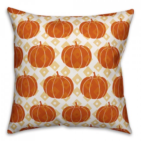 Diamond Pumpkin Pattern 18x18 Spun Poly Pillow