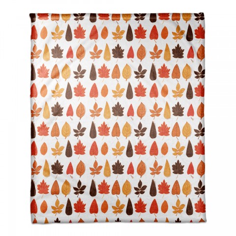 Funky Fall Leaves 50x60 Coral Fleece Blanket