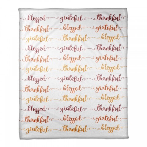 Grateful Thankful Blessed 50x60 Coral Fleece Blanket