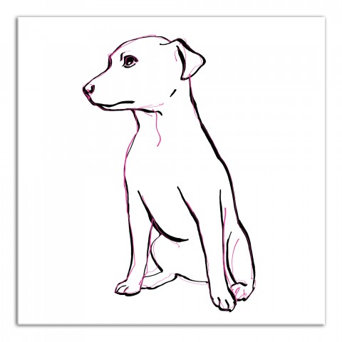 Sitting Pink Pup Wall Art