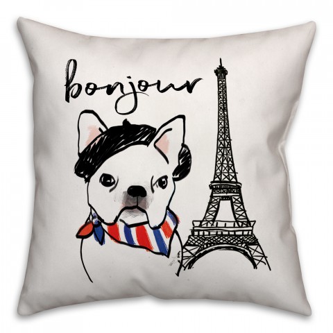 Bonjour Frenchie Dog Pillow Cover