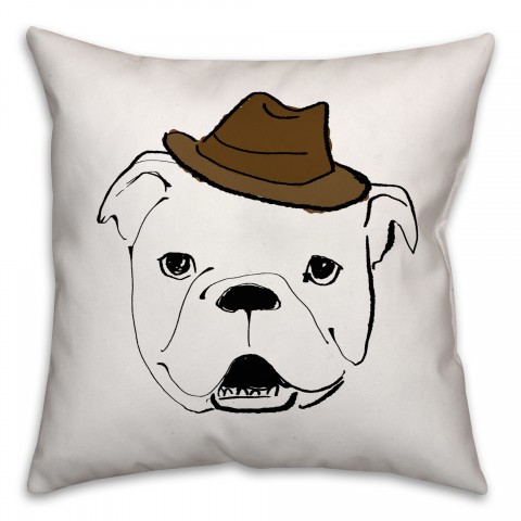 Dog with Hat Pillow Cover