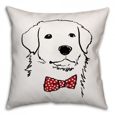 Dog with Polka Dot Bow Tie Pillow Cover
