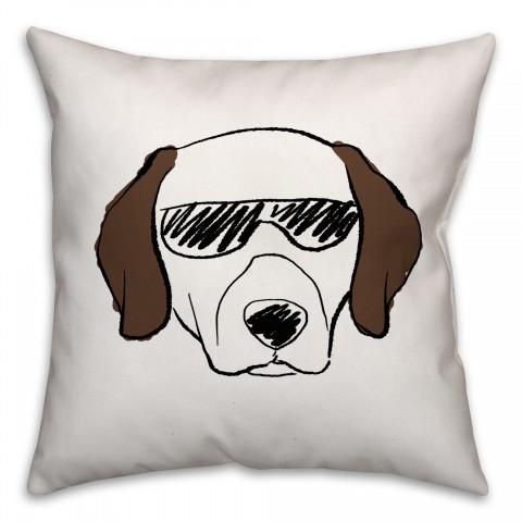 Dog with Sunglasses Pillow Cover
