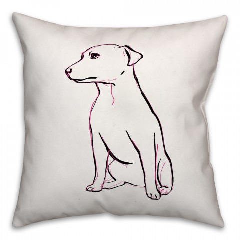 Sitting Pink Pup Pillow Cover