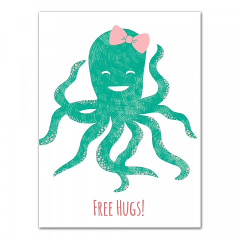 Free Hugs Octopus 12x16 Canvas Wall Art