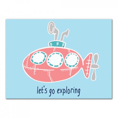 Let's Go Exploring Submarine 12x16 Canvas Wall Art