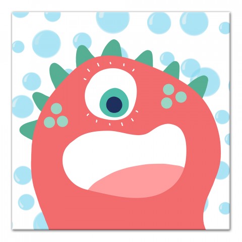 Pink Sea Monster 12x12 Canvas Wall Art