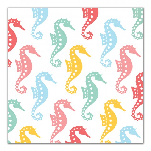 Colorful Seahorses 12x12 Canvas Wall Art