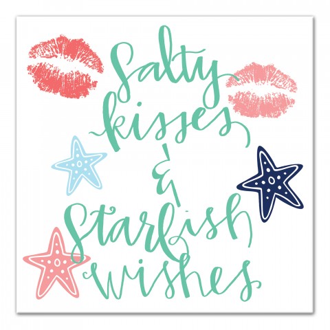 Salty Kisses & Starfish Wishes 12x12 Canvas Wall Art