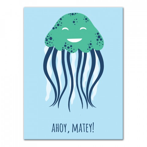 Ahoy Matey Jellyfish 12x16 Canvas Wall Art