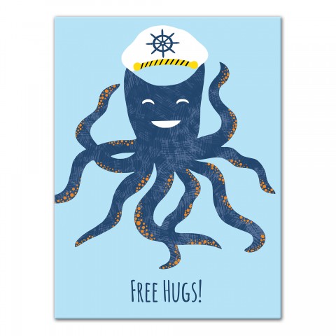 Free Hugs Octopus 12x16 Canvas Wall Art