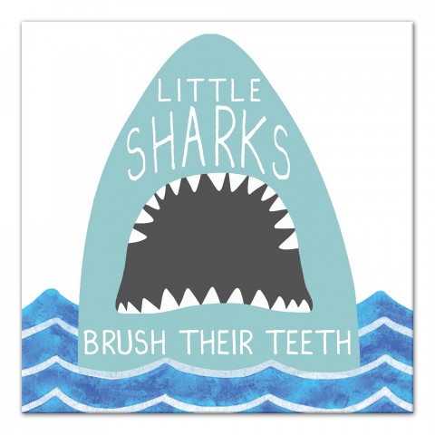 Little Sharks Bursh Teeth 12x12 Canvas Wall Art