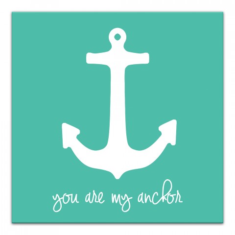 My Anchor Teal 12x12 Canvas Wall Art