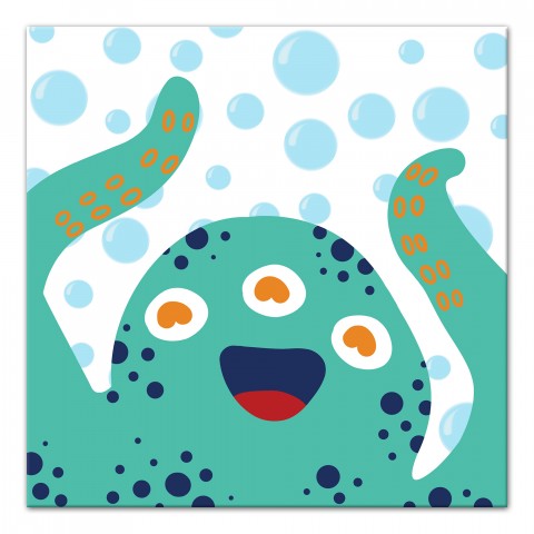 Green Sea Monster 12x12 Canvas Wall Art