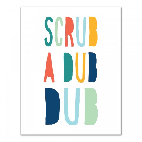 Scrub A Dub Dub Bright Tones Design 11x14 Canvas Wall Art