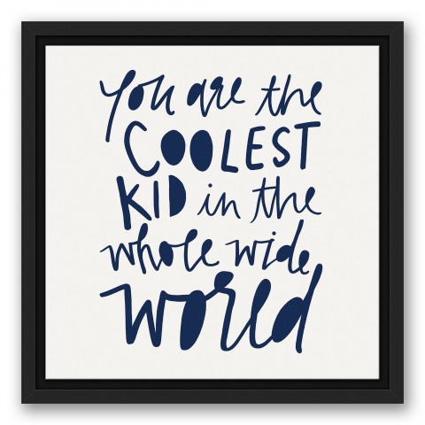 Coolest Kid Blue Text 12x12 Black Floating Framed Canvas