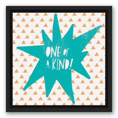 One of a Kind Blue Design 12x12 Black Floating Framed Canvas