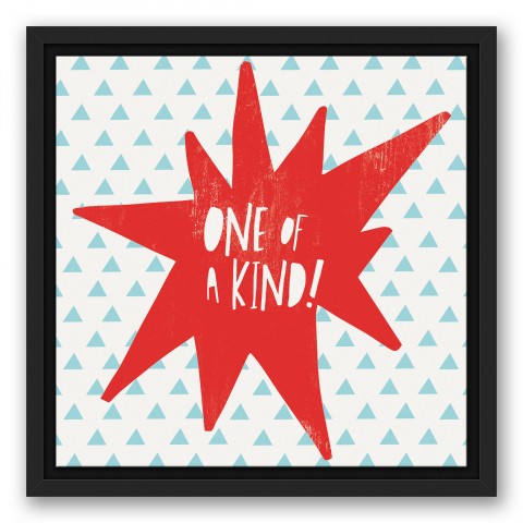 One of a Kind Red Design 12x12 Black Floating Framed Canvas