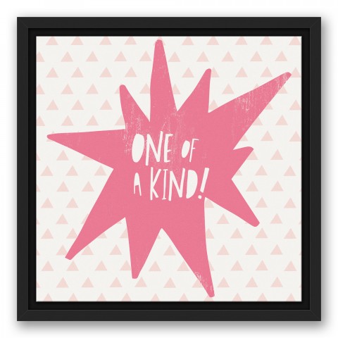 One of a Kind Pink Design 12x12 Black Floating Framed Canvas